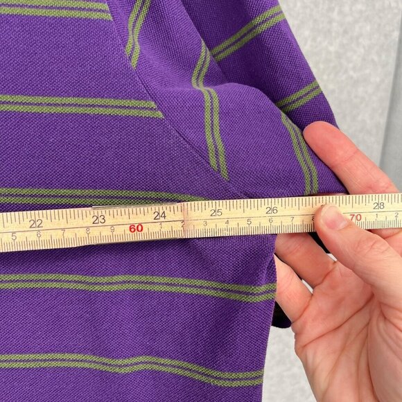 Ralph Lauren Polo Golf Shirt Size CL Purple Green Stripe Vintage Knit Casual - Picture 11 of 12